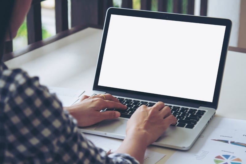 Woman working on laptop